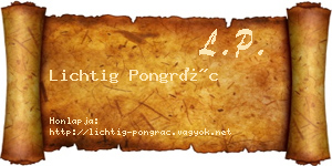Lichtig Pongrác névjegykártya